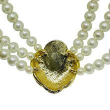 Load image into Gallery viewer, Vintage gold tone glass pearls rhinestones enamel designer necklace
