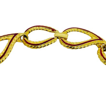 Load image into Gallery viewer, Vintage gold tone pink enamel designer link chain necklace