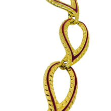 Load image into Gallery viewer, Vintage gold tone pink enamel designer link chain necklace