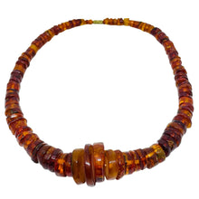 Load image into Gallery viewer, Vintage natural Baltic cognac amber beaded round rondels necklace
