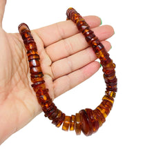 Load image into Gallery viewer, Vintage natural Baltic cognac amber beaded round rondels necklace