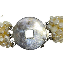 Load image into Gallery viewer, Vintage natural pearls multi strand Chines coin set in sterling silver necklace