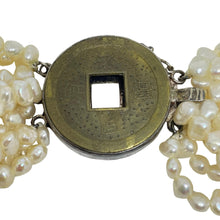 Load image into Gallery viewer, Vintage natural pearls multi strand Chines coin set in sterling silver necklace