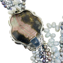 Load image into Gallery viewer, Vintage natural pearls multi strand flower set in sterling silver necklace