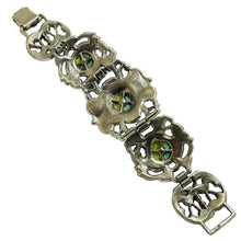 Load image into Gallery viewer, Vintage silver tone faux turquoise link bracelet