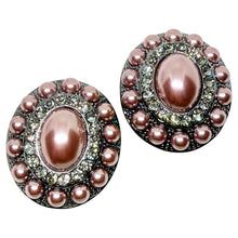 Load image into Gallery viewer, Vintage silver tone glass stones designer clip on earrings