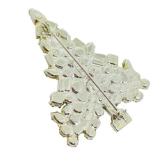 Load image into Gallery viewer, Vintage silver tone jewel green red pink glass Christmas tree designer brooch