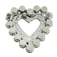 Load image into Gallery viewer, Vintage silver tone sapphire glass stones heart designer brooch
