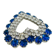 Load image into Gallery viewer, Vintage silver tone sapphire glass stones heart designer brooch