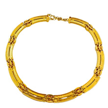 Load image into Gallery viewer, Vtg MONET gold crystal enamel link necklace designer runway