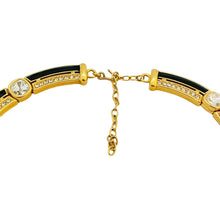 Load image into Gallery viewer, Vtg MONET gold crystal enamel link necklace designer runway