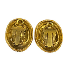 Load image into Gallery viewer, Vintage CHANEL CC logo signed gold designer runway clip on earrings