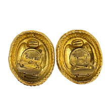 Load image into Gallery viewer, Vintage CHANEL CC logo signed gold designer runway clip on earrings