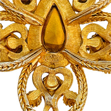 Load image into Gallery viewer, Vintage NINA RICCI gold faux emerald pearl turquoise dangle designer brooch