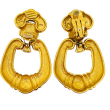 Load image into Gallery viewer, Vintage BARRERA for AVON huge gold door knocker designer runway clip on earrings
