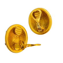 Load image into Gallery viewer, Vintage MONET gold enamel pearl red cabs designer runway clip on earrings