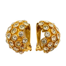 Load image into Gallery viewer, Vintage CHRISTIAN DIOR gold crystal designer runway clip on earrings