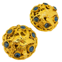 Load image into Gallery viewer, Vintage GIANFRANCO FERRE ITALY gold gripoix dragon runway clip on earrings