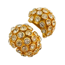Load image into Gallery viewer, Vintage CHRISTIAN DIOR gold crystal designer runway clip on earrings