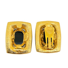 Load image into Gallery viewer, Vintage LES BERNARD gold rhinestone glass designer runway clip on earrings