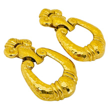 Load image into Gallery viewer, Vintage BARRERA for AVON huge gold door knocker designer runway clip on earrings