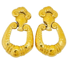 Load image into Gallery viewer, Vintage BARRERA for AVON huge gold door knocker designer runway clip on earrings