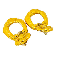 Load image into Gallery viewer, Vintage BARRERA for AVON huge gold door knocker designer runway clip on earrings