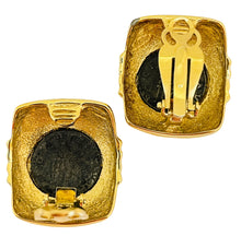 Load image into Gallery viewer, Vintage gold silver coin designer runway clip on earrings