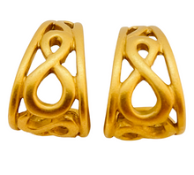 Load image into Gallery viewer, Vintage MONET matte gold modernist designer runway necklace earrings bracelet set