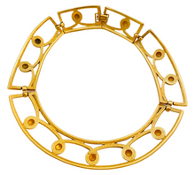 Load image into Gallery viewer, Vintage MONET matte gold modernist designer runway necklace earrings bracelet set