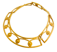 Load image into Gallery viewer, Vintage MONET matte gold modernist designer runway necklace earrings bracelet set