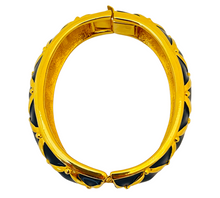 Load image into Gallery viewer, Vintage JOAN RIVERS gold navy enamel designer runway bangle bracelet