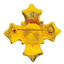 Load image into Gallery viewer, Vintage MONET gold pearl crystal Maltese cross designer brooch