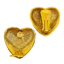 Load image into Gallery viewer, Vintage gold tone rhinestone heart clip on designer earrings