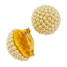 Load image into Gallery viewer, Vintage gold tone pearl round clip on earrings