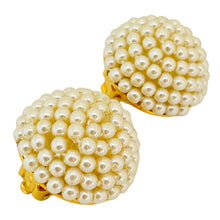 Load image into Gallery viewer, Vintage gold tone pearl round clip on earrings