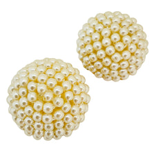 Load image into Gallery viewer, Vintage gold tone pearl round clip on earrings