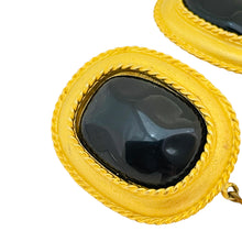 Load image into Gallery viewer, Vintage ANN TAYLOR gold black glass drop pearls clip on designer earrings
