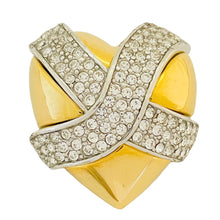 Load image into Gallery viewer, Vintage GIVENCHY Paris New York gold rhinestone heart designer runway brooch