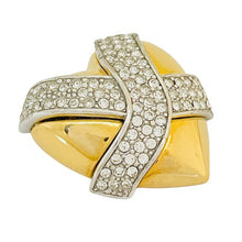 Load image into Gallery viewer, Vintage GIVENCHY Paris New York gold rhinestone heart designer runway brooch