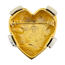 Load image into Gallery viewer, Vintage GIVENCHY Paris New York gold rhinestone heart designer runway brooch