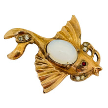 Load image into Gallery viewer, Vintage unsigned rose gold tone jelly belly fish brooch