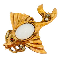 Load image into Gallery viewer, Vintage unsigned rose gold tone jelly belly fish brooch