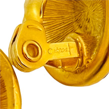 Load image into Gallery viewer, Vintage MONET gold enamel pearl red cabs designer runway clip on earrings