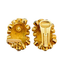 Load image into Gallery viewer, Vintage CHRISTIAN DIOR gold crystal designer runway clip on earrings