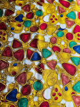 Load image into Gallery viewer, CHANEL authentic vintage silk scarf gripoix gold chains jewels