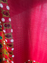 Load image into Gallery viewer, CHANEL CC logo authentic vintage silk scarf pearl gripoix gold chains red jewels
