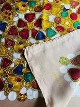 Load image into Gallery viewer, CHANEL authentic vintage silk scarf gripoix gold chains jewels