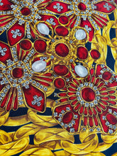 Load image into Gallery viewer, CHANEL authentic vintage silk scarf pearl gripoix gold chains red jewels