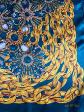 Load image into Gallery viewer, CHANEL authentic vintage silk scarf pearl gripoix gold chains jewels